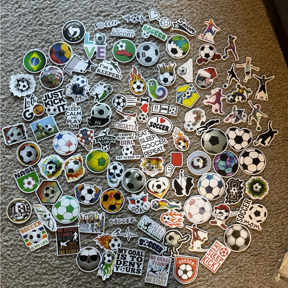 100 Soccer Themed Sticker Set